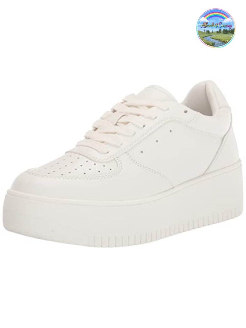 Vegan Leather Platform Sneakers Lace-Up Round Toe 2" Heel